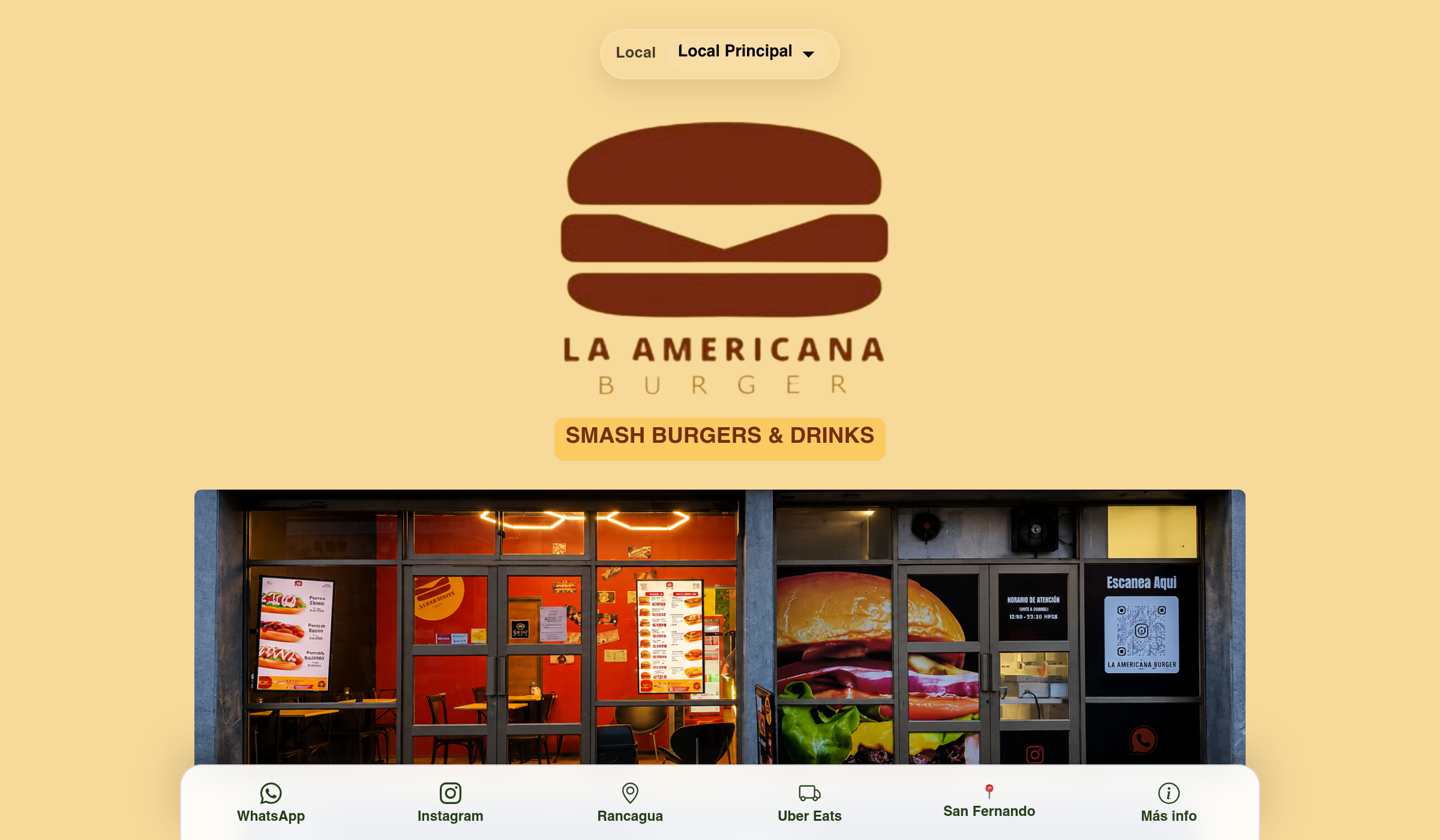 Captura de la carta digital de La Americana Burger